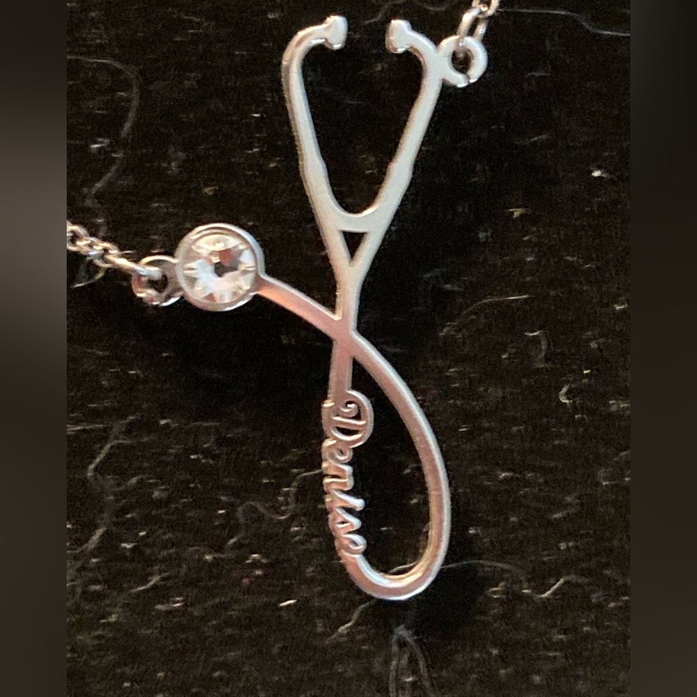 Denise, stethoscope silver necklace